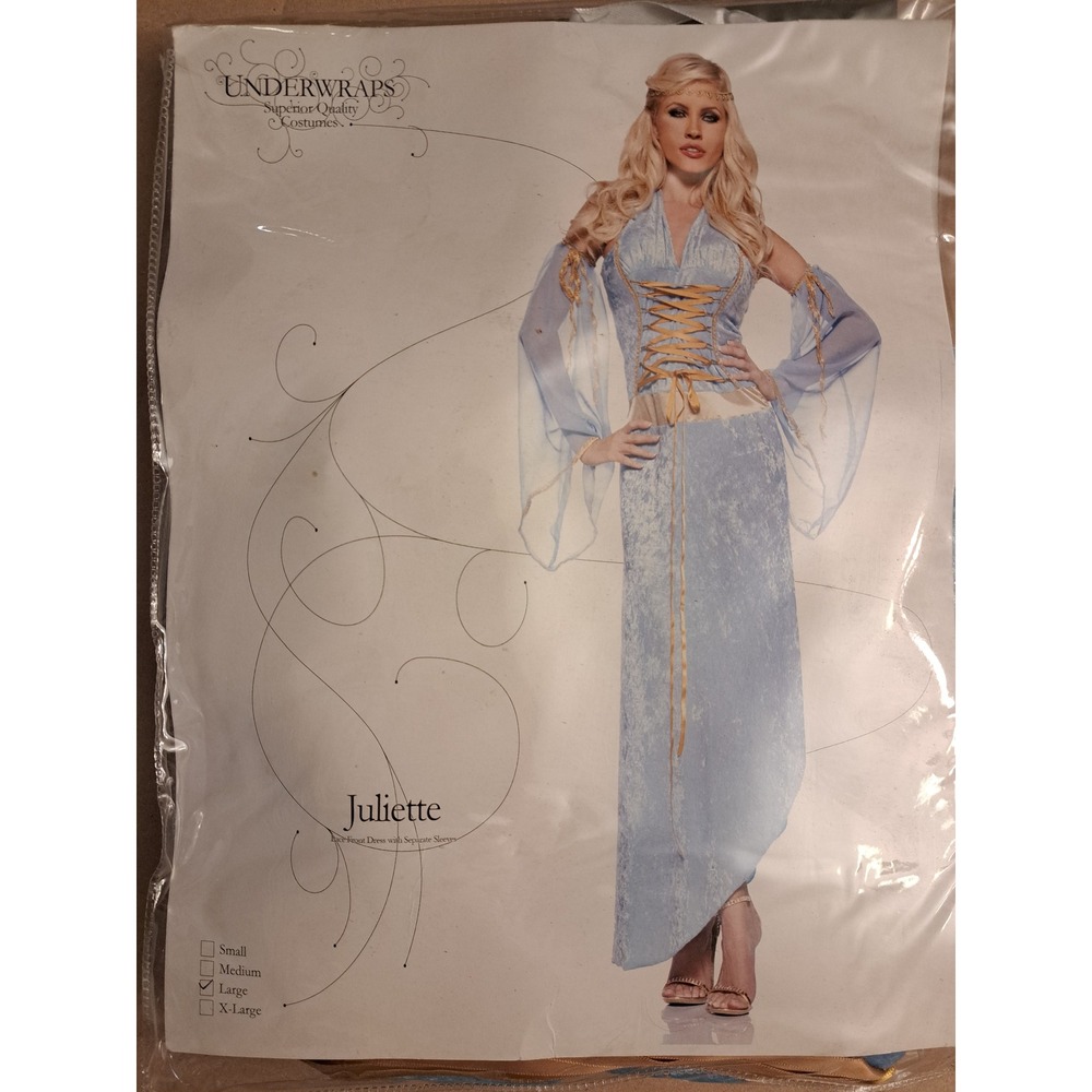 Underwraps Juliette Medieval Renaissance Costume Light Blue Gold 29120 Large